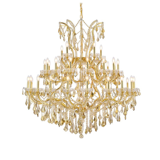 Elegant Lighting Maria Theresa 41 Light 52" Wide Crystal Chandelier with Golden Teak Royal Cut Crystals