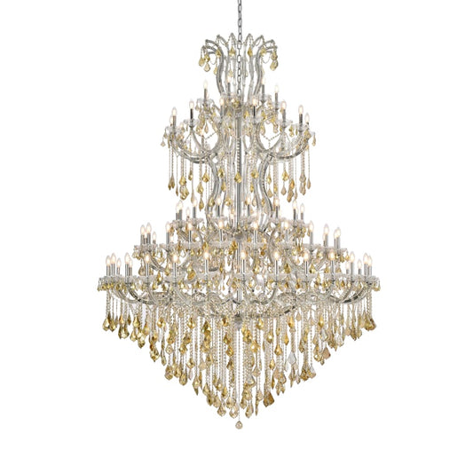 Elegant Lighting Maria Theresa 87 Light 72" Wide Crystal Chandelier with Golden Teak Royal Cut Crystals