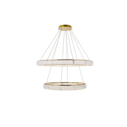 Elegant Lighting Monroe 2 Light 42" Wide LED Crystal Ring Chandelier with Clear Royal Cut Crystals