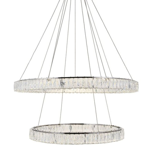 Elegant Lighting Monroe 2 Light 42" Wide LED Crystal Ring Chandelier with Clear Royal Cut Crystals