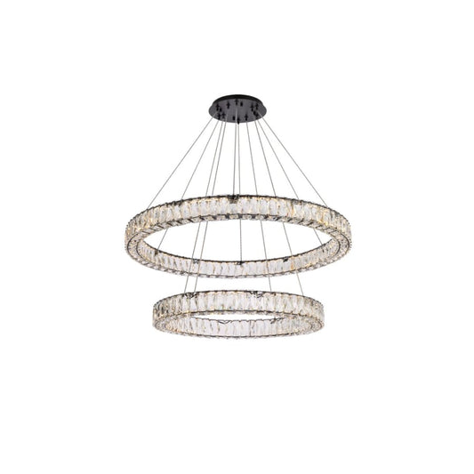 Elegant Lighting Monroe 36" Wide LED Crystal Ring Chandelier with Clear Crystal Accents