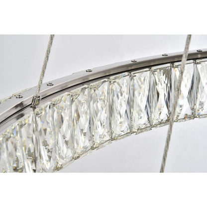 Elegant Lighting Monroe 3 Light 32" Wide LED Crystal Ring Chandelier with Clear Royal Cut Crystals