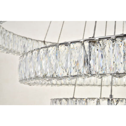 Elegant Lighting Monroe 4 Light 42" Wide LED Crystal Ring Chandelier with Clear Royal Cut Crystals