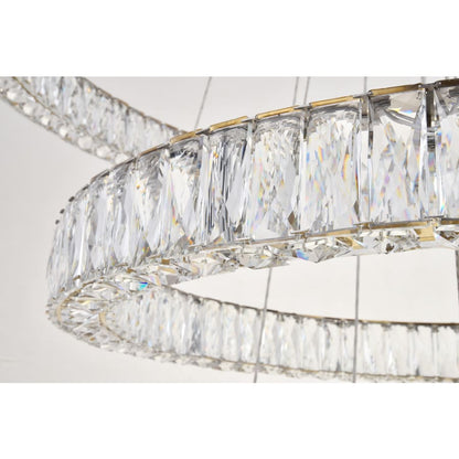 Elegant Lighting Monroe 4 Light 42" Wide LED Crystal Ring Chandelier with Clear Royal Cut Crystals