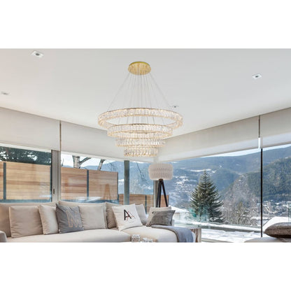 Elegant Lighting Monroe 4 Light 42" Wide LED Crystal Ring Chandelier with Clear Royal Cut Crystals