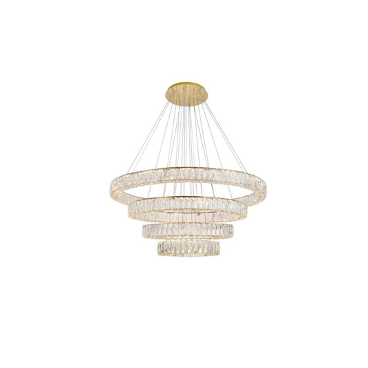 Elegant Lighting Monroe 4 Light 42" Wide LED Crystal Ring Chandelier with Clear Royal Cut Crystals