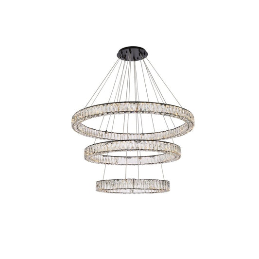 Elegant Lighting Monroe 41" Wide LED Crystal Ring Chandelier with Clear Crystal Accents
