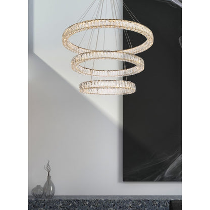 Elegant Lighting Monroe 41" Wide LED Crystal Ring Chandelier with Clear Crystal Accents