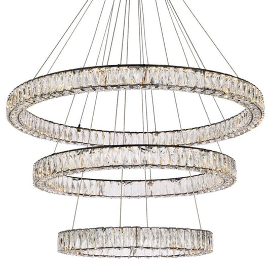 Elegant Lighting Monroe 41" Wide LED Crystal Ring Chandelier with Clear Crystal Accents