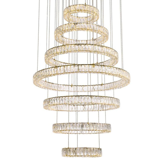 Elegant Lighting Monroe 40" Wide LED Crystal Ring Chandelier with Clear Crystal Accents
