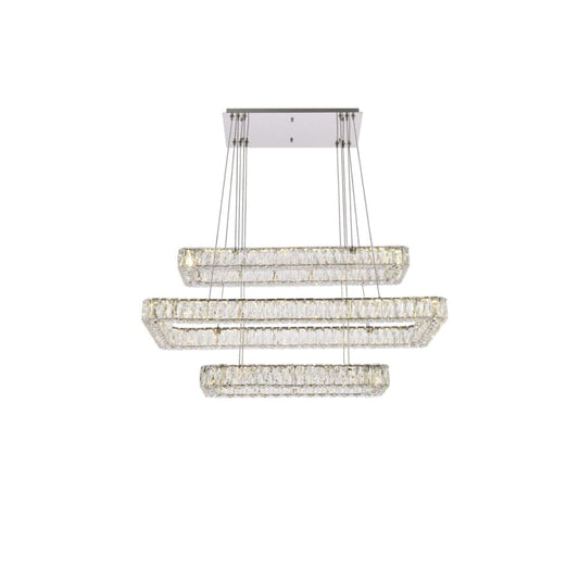Elegant Lighting Monroe 42" Wide LED Crystal Linear Chandelier with Clear Crystal Accents