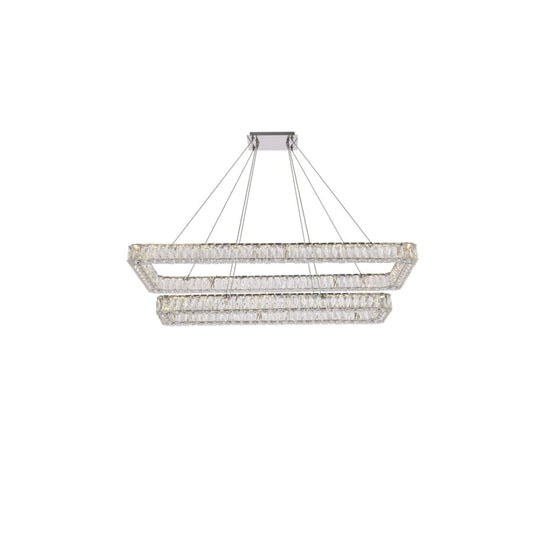Elegant Lighting Monroe 50" Wide LED Crystal Linear Chandelier with Clear Crystal Accents