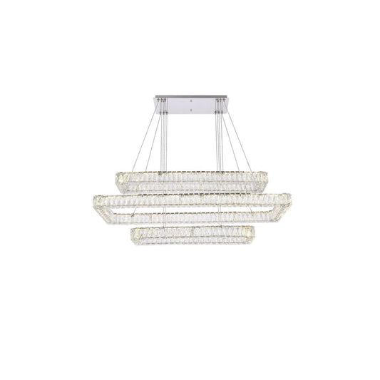 Elegant Lighting Monroe 50" Wide LED Crystal Linear Chandelier with Clear Crystal Accents