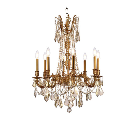 Elegant Lighting Rosalia 8 Light 24" Wide Crystal Chandelier with Golden Teak Royal Cut Crystals
