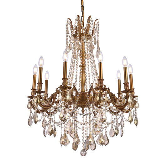 Elegant Lighting Rosalia 10 Light 28" Wide Crystal Chandelier with Golden Teak Royal Cut Crystals