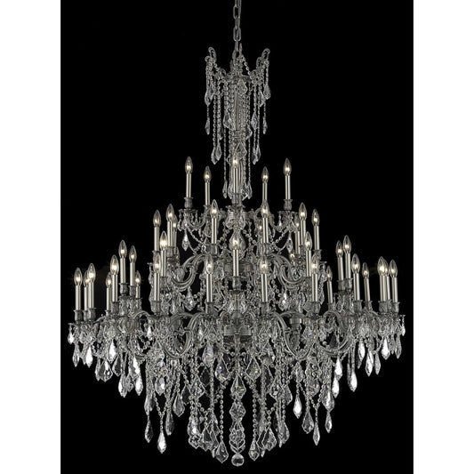 Elegant Lighting Rosalia 45 Light 54" Wide Crystal Chandelier with Golden Teak Royal Cut Crystals