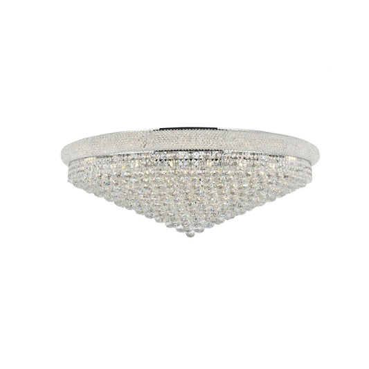 Elegant Lighting Primo 30 Light 42" Wide Flush Mount Waterfall Ceiling Fixture with Clear Royal Cut Crystals