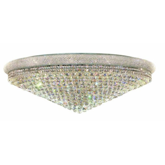 Elegant Lighting Primo 33 Light 48" Wide Flush Mount Waterfall Ceiling Fixture with Clear Royal Cut Crystals