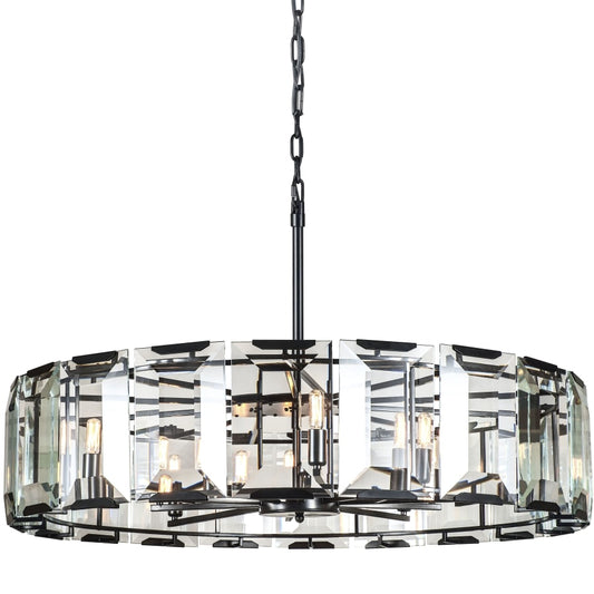 Elegant Lighting Monaco 10 Light 43" Wide Glass Chandelier with Emerald Cut Glass Panels