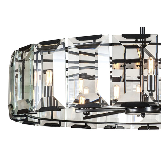 Elegant Lighting Monaco 10 Light 43" Wide Glass Chandelier with Emerald Cut Glass Panels
