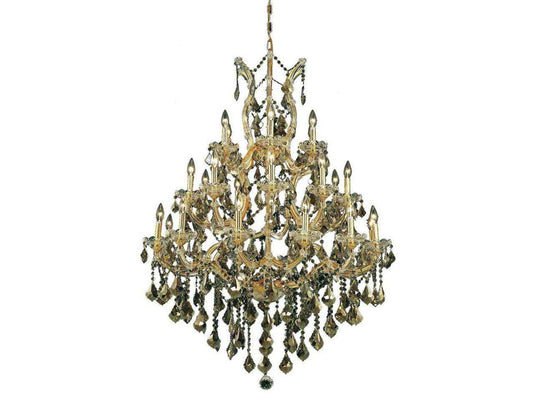 Elegant Lighting Maria Theresa 28-Light Gold Crystal Candelabra Tiered Chandelier