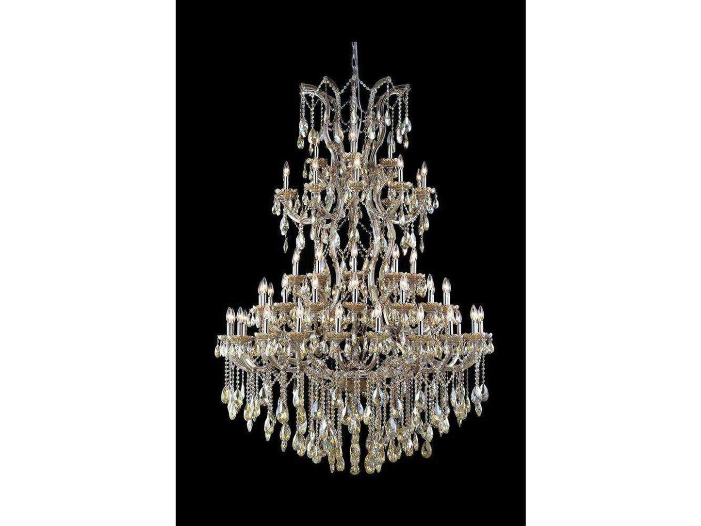Elegant Lighting Maria Theresa 61-Light Golden Teak Crystal Tiered Chandelier