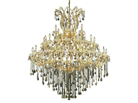 Elegant Lighting Maria Theresa 49-Light Tiered Chandelier in Gold with Golden Teak Crystal