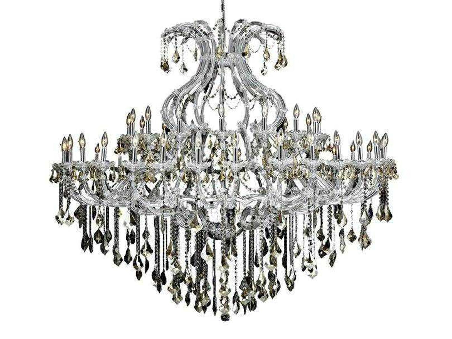 Elegant Lighting Maria Theresa 49-Light Chrome Tiered Chandelier with Golden Teak Crystal