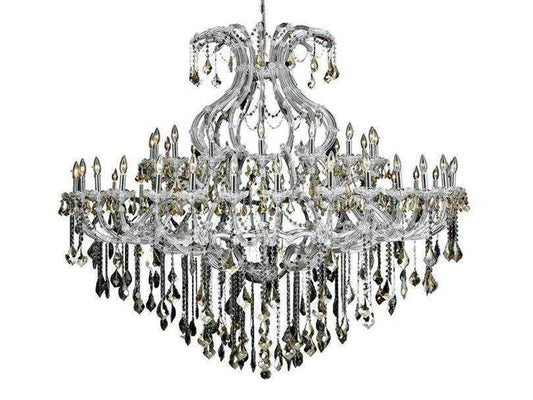 Elegant Lighting Maria Theresa 49-Light Chrome Tiered Chandelier with Golden Teak Crystal