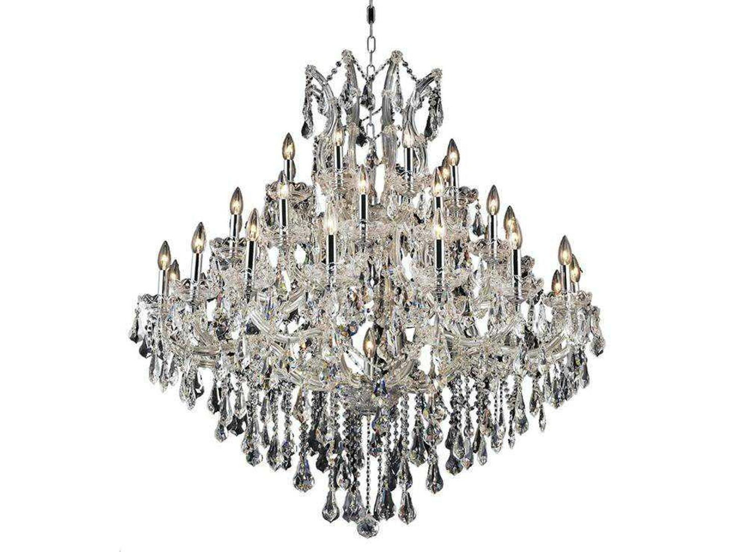 Elegant Lighting Maria Theresa 37-Light Candelabra Tiered Chandelier in Chrome with Clear Royal Cut Crystal