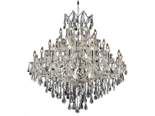 Elegant Lighting Maria Theresa 37-Light Candelabra Tiered Chandelier in Chrome with Clear Royal Cut Crystal