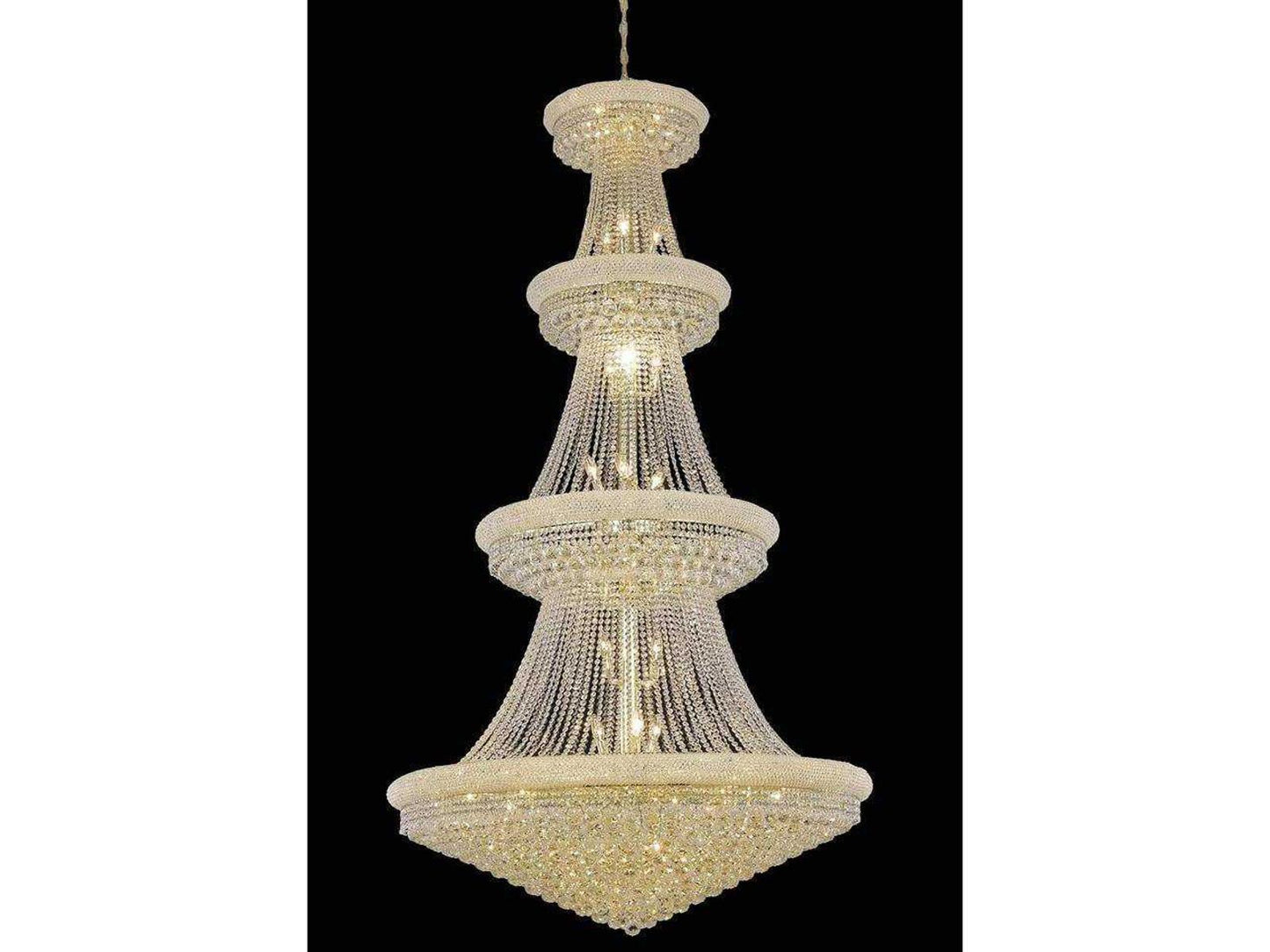 Elegant Lighting 42-Light Primo Chandelier Gold Clear Royal Cut Crystal