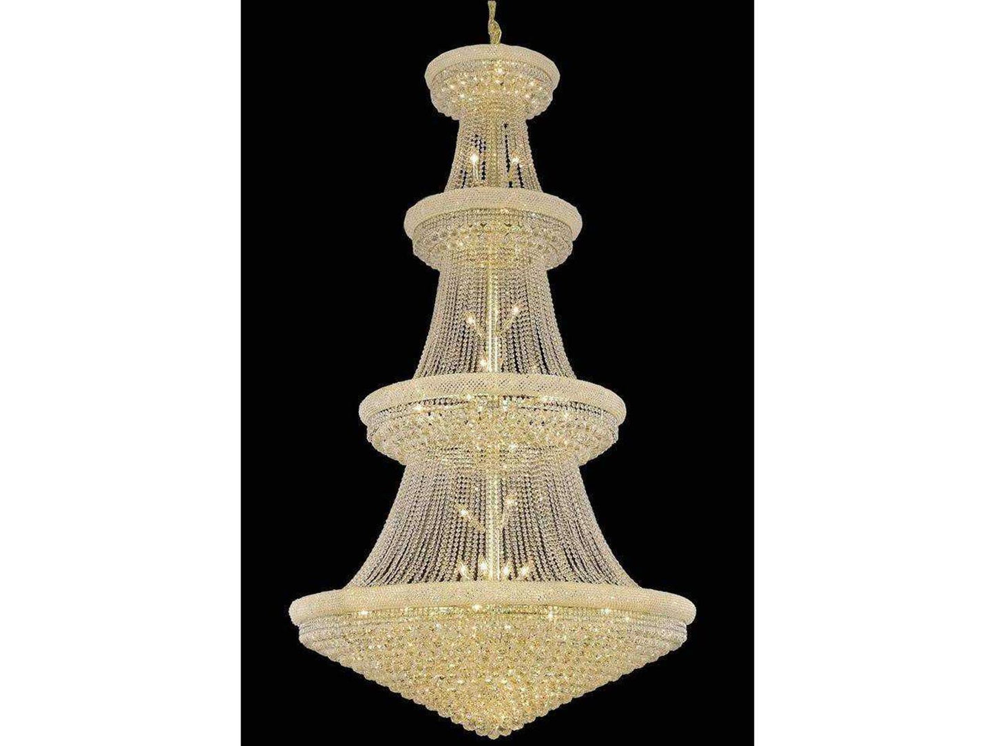 Elegant Lighting Primo 48-Light Gold Clear Royal Cut Crystal Empire Tiered Chandelier