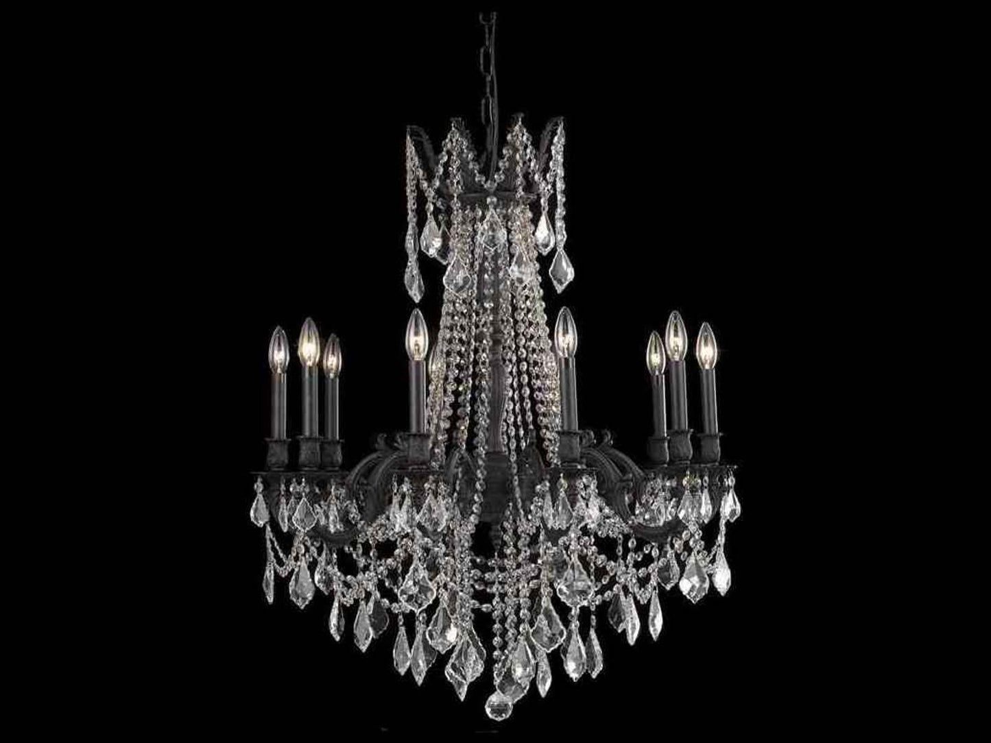 Elegant Lighting 10-Light Rosalia Candelabra Chandelier with Royal Cut Crystal