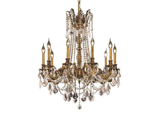 Elegant Lighting Rosalia 10-Light French Gold Clear Crystal Candelabra Chandelier