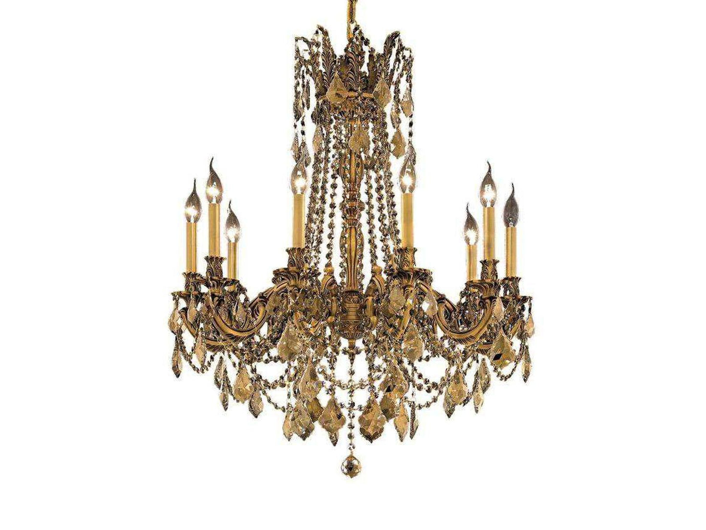 Elegant Lighting Rosalia 10-Light French Gold Chandelier with Golden Teak Crystal