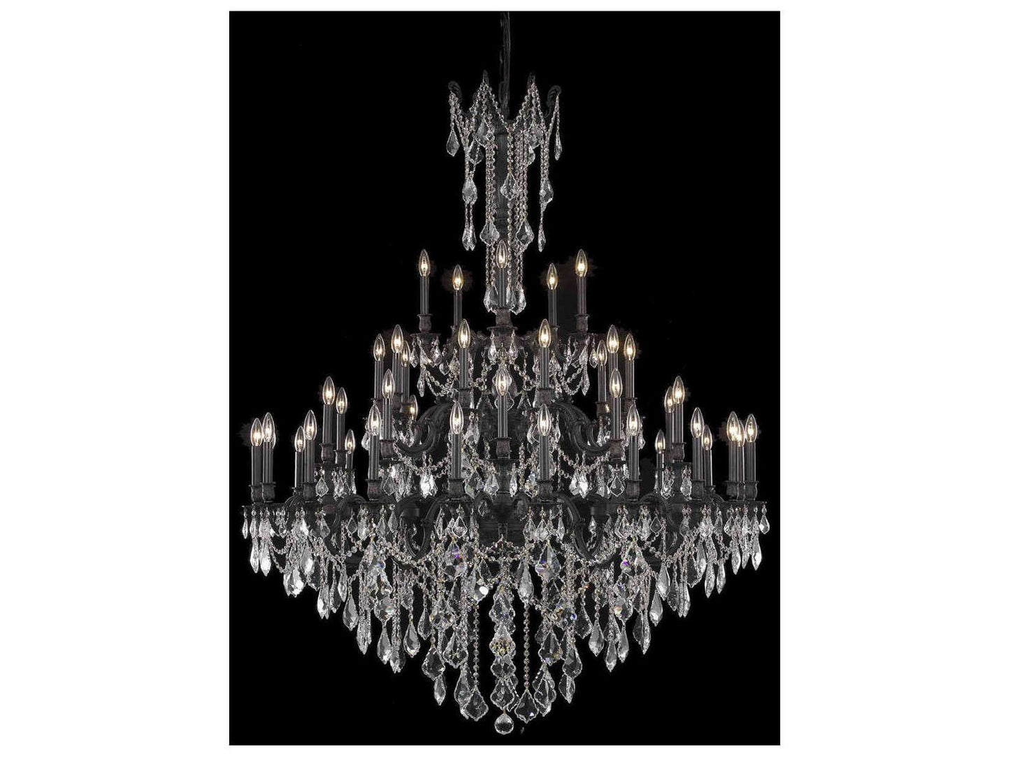Elegant Lighting 45-Light Rosalia Dark Bronze Gold Crystal Candelabra Chandelier