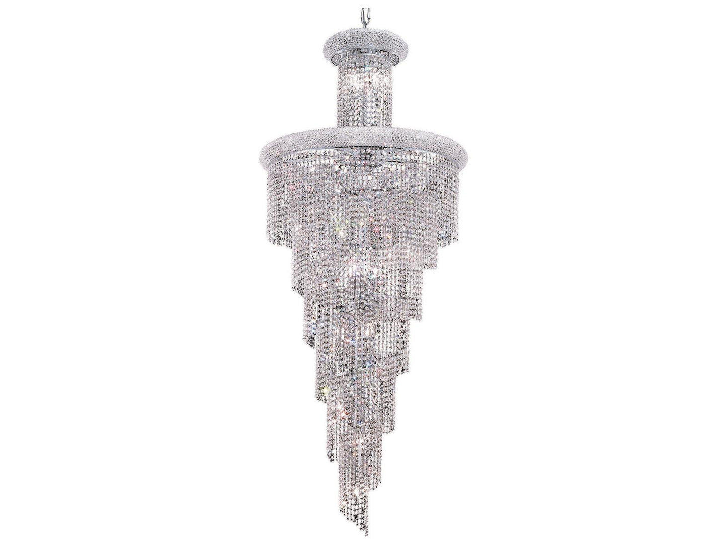 Elegant Lighting Spiral 28-Light Chandelier in Chrome with Royal Cut Clear Crystal