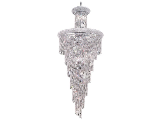 Elegant Lighting Spiral 28-Light Chandelier in Chrome with Royal Cut Clear Crystal