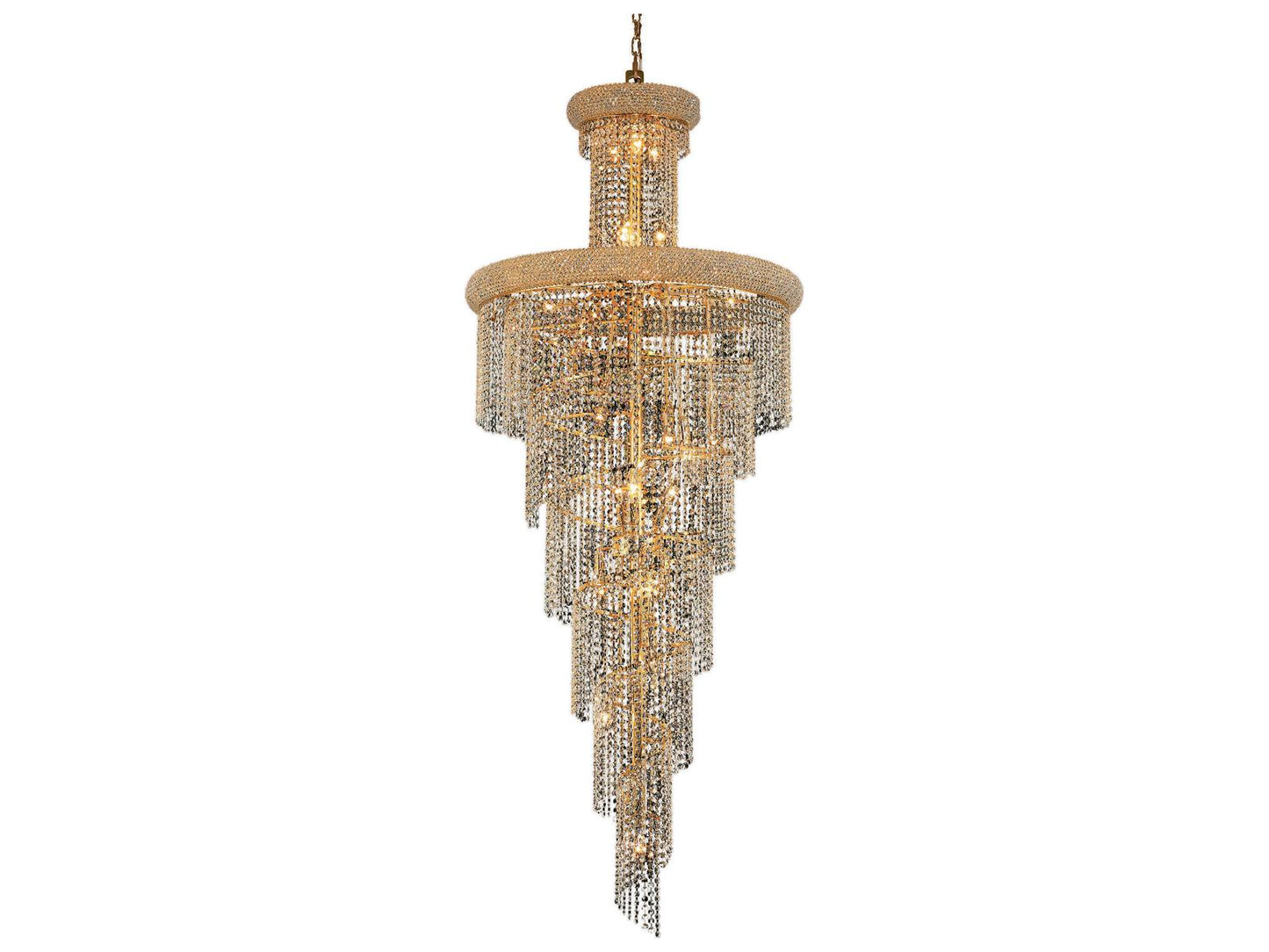 Elegant Lighting Spiral 28-Light Gold Clear Crystal Tiered Chandelier