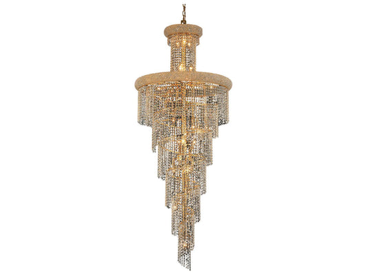 Elegant Lighting Spiral 28-Light Gold Clear Crystal Tiered Chandelier