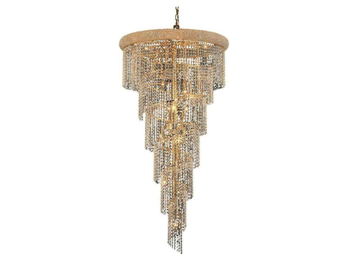 Elegant Lighting Spiral 22-Light Crystal Chandelier in Gold Finish