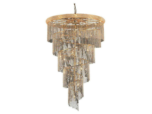 Elegant Lighting Spiral 29-Light Chandelier in Gold with Royal Cut Clear Crystal