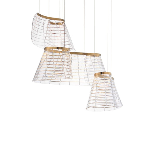ET2 Tartan 3 Light 24" Wide LED Abstract Multi Light Pendant