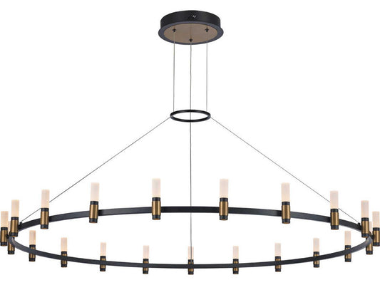 Eurofase Albany 21-Light LED Round Chandelier in Deep Black and Brass