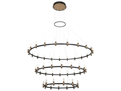 Eurofase Albany 51-Light 60-Inch 3-Tier LED Chandelier in Deep Black and Brass