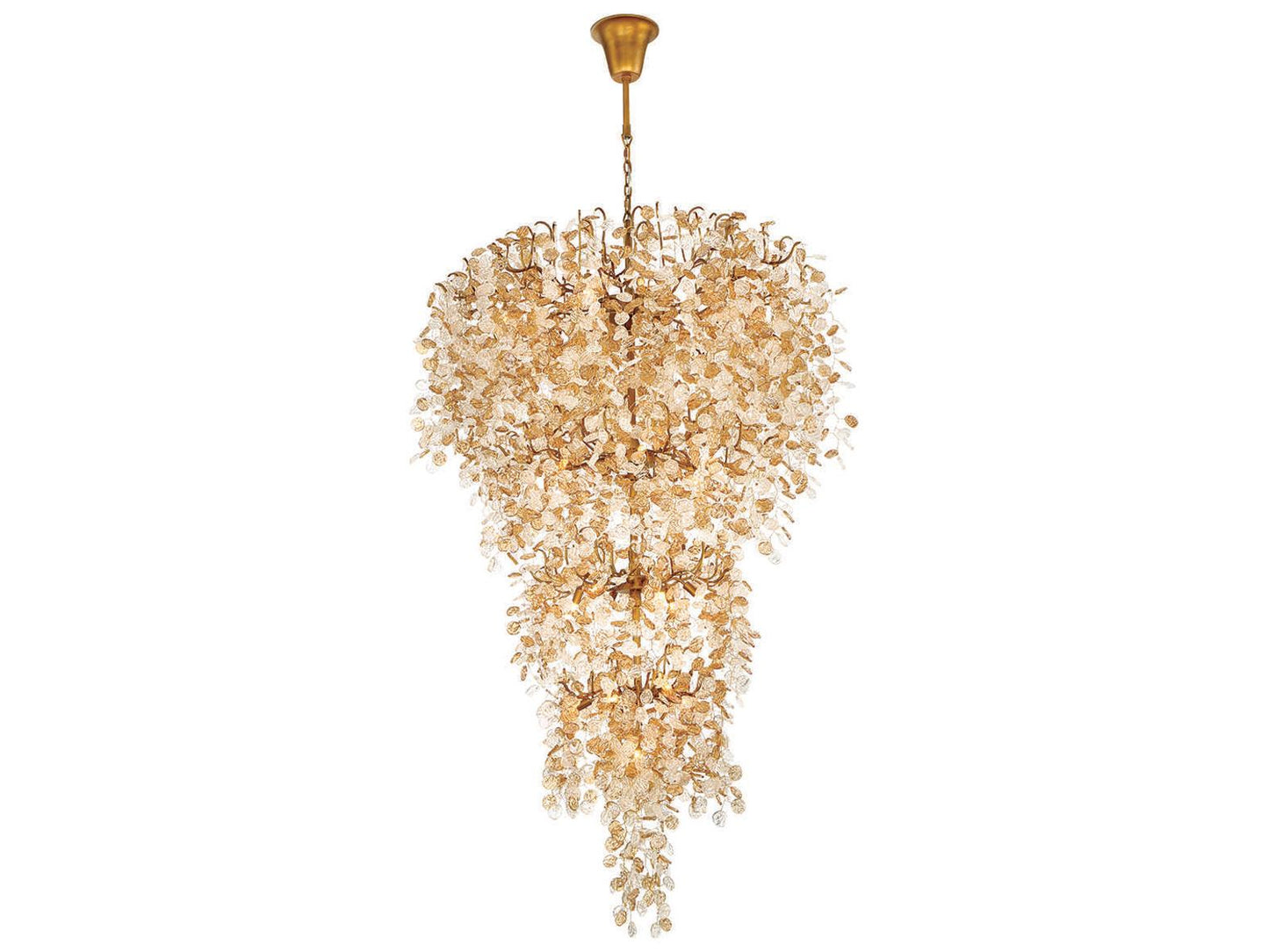 Eurofase Campobasso 33-Light Tiered Chandelier in Antique Gold with Glass Wafers