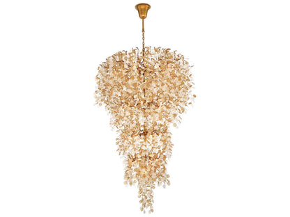 Eurofase Campobasso 33-Light Tiered Chandelier in Antique Gold with Glass Wafers