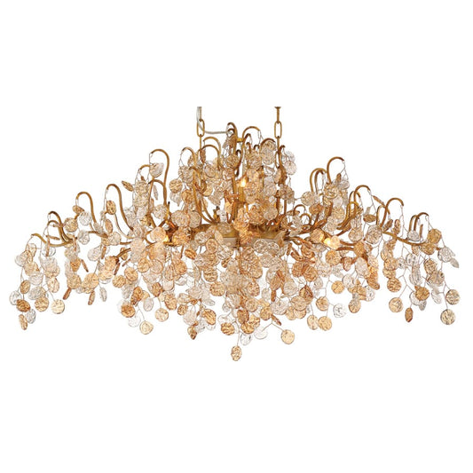 Eurofase Lighting Campobasso 10 Light 45" Wide Linear Chandelier with Gold Metal Wire Frame and Glass Wafers