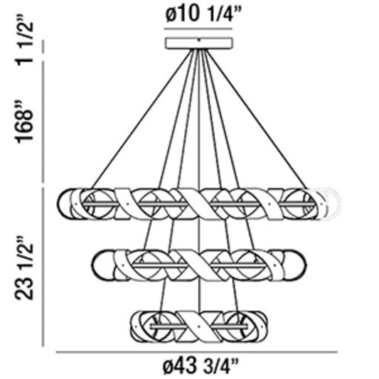 Eurofase Lighting Banderia 44" Wide LED 3 Tier Ring Chandelier